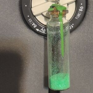 💸 Fairy Dust Green Glitter  Bottle Necklace Small Dragonfly Wing